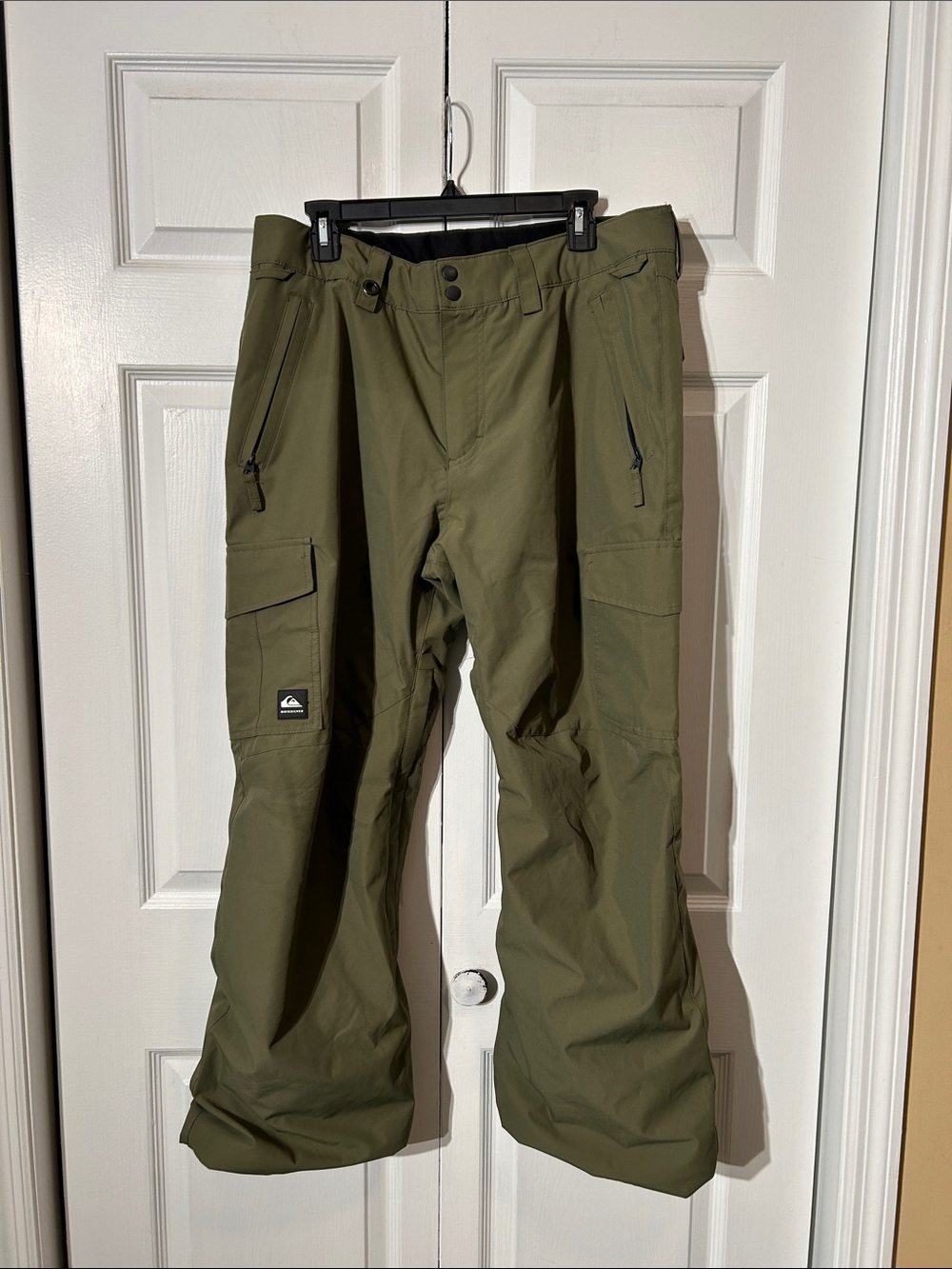 Quiksilver Men’s Olive Cargo Snow Pants Size L Large DryFlight Technology
